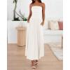 imageBTFBM Summer Maxi Dress for Women 2025 Strapless Ruched Flowy A Line Long Sundress Wedding Beach Vacation Dresses PocketWhite