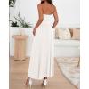 imageBTFBM Summer Maxi Dress for Women 2025 Strapless Ruched Flowy A Line Long Sundress Wedding Beach Vacation Dresses PocketWhite