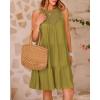 imageBTFBM Women Summer Halter Dresses Casual Spring 2025 Sleeveless ALine Tiered Swing Mini Dress Beach Vacation SundressSolid Army Green