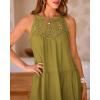 imageBTFBM Women Summer Halter Dresses Casual Spring 2025 Sleeveless ALine Tiered Swing Mini Dress Beach Vacation SundressSolid Army Green