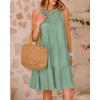 imageBTFBM Women Summer Halter Dresses Casual Spring 2025 Sleeveless ALine Tiered Swing Mini Dress Beach Vacation SundressSolid Bean Green