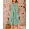 imageBTFBM Women Summer Halter Dresses Casual Spring 2025 Sleeveless ALine Tiered Swing Mini Dress Beach Vacation SundressSolid Bean Green