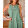 imageBTFBM Women Summer Halter Dresses Casual Spring 2025 Sleeveless ALine Tiered Swing Mini Dress Beach Vacation SundressSolid Bean Green