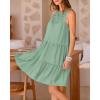 imageBTFBM Women Summer Halter Dresses Casual Spring 2025 Sleeveless ALine Tiered Swing Mini Dress Beach Vacation SundressSolid Bean Green