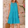 imageBTFBM Women Summer Halter Dresses Casual Spring 2025 Sleeveless ALine Tiered Swing Mini Dress Beach Vacation SundressSolid Bright Lake Blue
