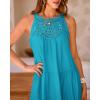 imageBTFBM Women Summer Halter Dresses Casual Spring 2025 Sleeveless ALine Tiered Swing Mini Dress Beach Vacation SundressSolid Bright Lake Blue
