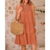 imageBTFBM Women Summer Halter Dresses Casual Spring 2025 Sleeveless ALine Tiered Swing Mini Dress Beach Vacation SundressSolid Brown Orange