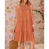 imageBTFBM Women Summer Halter Dresses Casual Spring 2025 Sleeveless ALine Tiered Swing Mini Dress Beach Vacation SundressSolid Brown Orange