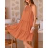 imageBTFBM Women Summer Halter Dresses Casual Spring 2025 Sleeveless ALine Tiered Swing Mini Dress Beach Vacation SundressSolid Brown Orange