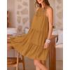 imageBTFBM Women Summer Halter Dresses Casual Spring 2025 Sleeveless ALine Tiered Swing Mini Dress Beach Vacation SundressSolid Brown Yellow