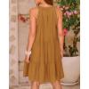 imageBTFBM Women Summer Halter Dresses Casual Spring 2025 Sleeveless ALine Tiered Swing Mini Dress Beach Vacation SundressSolid Brown Yellow