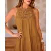 imageBTFBM Women Summer Halter Dresses Casual Spring 2025 Sleeveless ALine Tiered Swing Mini Dress Beach Vacation SundressSolid Brown Yellow