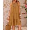imageBTFBM Women Summer Halter Dresses Casual Spring 2025 Sleeveless ALine Tiered Swing Mini Dress Beach Vacation SundressSolid Brown Yellow