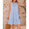 imageBTFBM Women Summer Halter Dresses Casual Spring 2025 Sleeveless ALine Tiered Swing Mini Dress Beach Vacation SundressSolid Light Blue