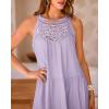 imageBTFBM Women Summer Halter Dresses Casual Spring 2025 Sleeveless ALine Tiered Swing Mini Dress Beach Vacation SundressSolid Light Purple