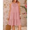 imageBTFBM Women Summer Halter Dresses Casual Spring 2025 Sleeveless ALine Tiered Swing Mini Dress Beach Vacation SundressSolid Pink