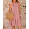 imageBTFBM Women Summer Halter Dresses Casual Spring 2025 Sleeveless ALine Tiered Swing Mini Dress Beach Vacation SundressSolid Pink