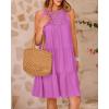 imageBTFBM Women Summer Halter Dresses Casual Spring 2025 Sleeveless ALine Tiered Swing Mini Dress Beach Vacation SundressSolid Purple