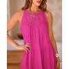 imageBTFBM Women Summer Halter Dresses Casual Spring 2025 Sleeveless ALine Tiered Swing Mini Dress Beach Vacation SundressSolid Rose Red