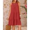 imageBTFBM Women Summer Halter Dresses Casual Spring 2025 Sleeveless ALine Tiered Swing Mini Dress Beach Vacation SundressSolid Rust Red