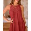 imageBTFBM Women Summer Halter Dresses Casual Spring 2025 Sleeveless ALine Tiered Swing Mini Dress Beach Vacation SundressSolid Rust Red