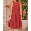 imageBTFBM Women Summer Halter Dresses Casual Spring 2025 Sleeveless ALine Tiered Swing Mini Dress Beach Vacation SundressSolid Rust Red