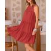 imageBTFBM Women Summer Halter Dresses Casual Spring 2025 Sleeveless ALine Tiered Swing Mini Dress Beach Vacation SundressSolid Rust Red