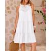 imageBTFBM Women Summer Halter Dresses Casual Spring 2025 Sleeveless ALine Tiered Swing Mini Dress Beach Vacation SundressSolid White