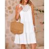imageBTFBM Women Summer Halter Dresses Casual Spring 2025 Sleeveless ALine Tiered Swing Mini Dress Beach Vacation SundressSolid White