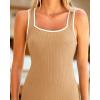 imageBTFBM Womens 2025 Summer Knit Bodycon Maxi Dress Sleeveless Square Neck Slit Tank Party Club Ribbed Sweater DressesSolid Khaki