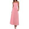 imageBTFBM Summer Maxi Dress for Women 2025 Strapless Ruched Flowy A Line Long Sundress Wedding Beach Vacation Dresses PocketPink