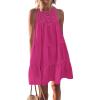 imageBTFBM Women Summer Halter Dresses Casual Spring 2025 Sleeveless ALine Tiered Swing Mini Dress Beach Vacation SundressSolid Rose Red