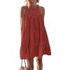 imageBTFBM Women Summer Halter Dresses Casual Spring 2025 Sleeveless ALine Tiered Swing Mini Dress Beach Vacation SundressSolid Rust Red