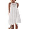 imageBTFBM Women Summer Halter Dresses Casual Spring 2025 Sleeveless ALine Tiered Swing Mini Dress Beach Vacation SundressSolid White