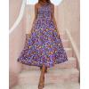 imageBTFBM 2025 Summer One Shoulder Dresses for Women Casual Sleeveless High Waist Floral Flowy Smocked Boho Beach Maxi DressFloral Black Blue
