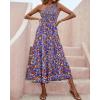 imageBTFBM 2025 Summer One Shoulder Dresses for Women Casual Sleeveless High Waist Floral Flowy Smocked Boho Beach Maxi DressFloral Black Blue