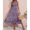 imageBTFBM 2025 Summer One Shoulder Dresses for Women Casual Sleeveless High Waist Floral Flowy Smocked Boho Beach Maxi DressFloral Black Blue