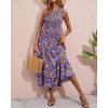 imageBTFBM 2025 Summer One Shoulder Dresses for Women Casual Sleeveless High Waist Floral Flowy Smocked Boho Beach Maxi DressFloral Black Blue
