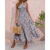 imageBTFBM 2025 Summer One Shoulder Dresses for Women Casual Sleeveless High Waist Floral Flowy Smocked Boho Beach Maxi DressFloral Black Orange Blue