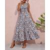 imageBTFBM 2025 Summer One Shoulder Dresses for Women Casual Sleeveless High Waist Floral Flowy Smocked Boho Beach Maxi DressFloral Black Orange Blue