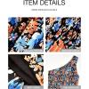 imageBTFBM 2025 Summer One Shoulder Dresses for Women Casual Sleeveless High Waist Floral Flowy Smocked Boho Beach Maxi DressFloral Black Orange Blue