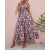 imageBTFBM 2025 Summer One Shoulder Dresses for Women Casual Sleeveless High Waist Floral Flowy Smocked Boho Beach Maxi DressFloral Black Pink Blue