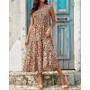imageBTFBM 2025 Summer One Shoulder Dresses for Women Casual Sleeveless High Waist Floral Flowy Smocked Boho Beach Maxi DressFloral Black Yellow