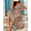 imageBTFBM 2025 Summer One Shoulder Dresses for Women Casual Sleeveless High Waist Floral Flowy Smocked Boho Beach Maxi DressFloral Black Yellow