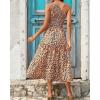 imageBTFBM 2025 Summer One Shoulder Dresses for Women Casual Sleeveless High Waist Floral Flowy Smocked Boho Beach Maxi DressFloral Black Yellow