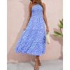 imageBTFBM 2025 Summer One Shoulder Dresses for Women Casual Sleeveless High Waist Floral Flowy Smocked Boho Beach Maxi DressFloral Blue White