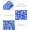 imageBTFBM 2025 Summer One Shoulder Dresses for Women Casual Sleeveless High Waist Floral Flowy Smocked Boho Beach Maxi DressFloral Blue White