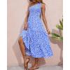 imageBTFBM 2025 Summer One Shoulder Dresses for Women Casual Sleeveless High Waist Floral Flowy Smocked Boho Beach Maxi DressFloral Blue White