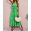 imageBTFBM 2025 Summer One Shoulder Dresses for Women Casual Sleeveless High Waist Floral Flowy Smocked Boho Beach Maxi DressFloral Green Blue