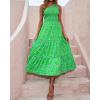 imageBTFBM 2025 Summer One Shoulder Dresses for Women Casual Sleeveless High Waist Floral Flowy Smocked Boho Beach Maxi DressFloral Green Blue